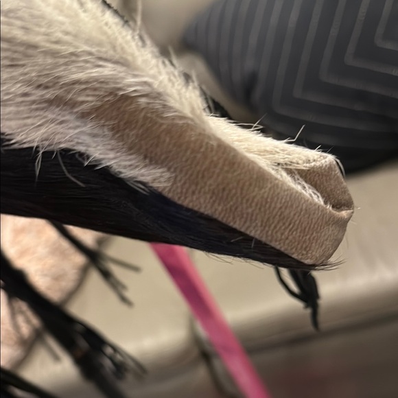 Black and White Fringe Leather Tote - Picture 11 of 15